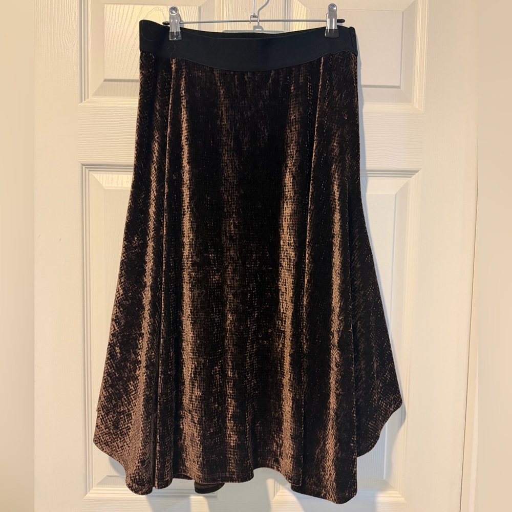 Calvin Klein Brown Velour Maxi Skirt with Elastic Waist Size Medium